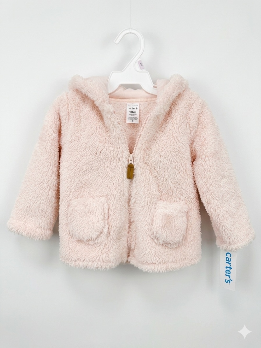 Carter's Toddler Hooded Plush Jacket - Light Pink NWT